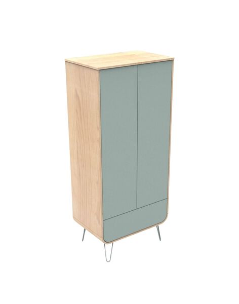 Galopin wood-coral wardrobe 2 doors and 1 drawer 