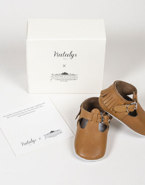 Customisable leather slippers caramel WEBCHAUSCAR420