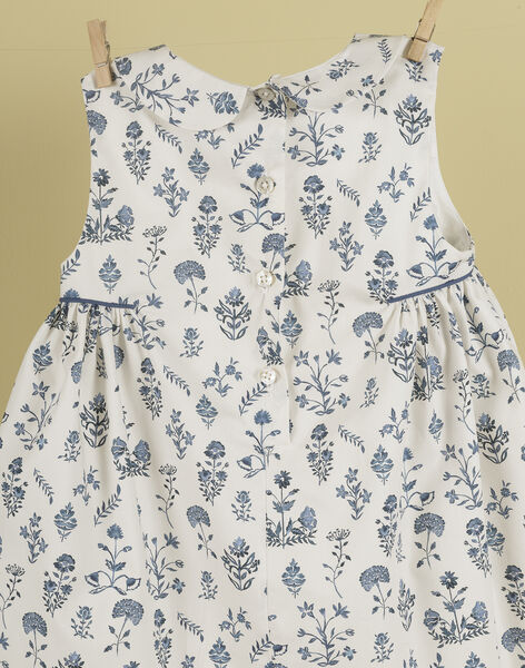 Girls' blue flower print dress with claudine collar TILLEUL 19 / 19VU1921N18707