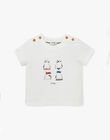 Boys' short-sleeved T-shirt with hippopotamus graphic in vanilla ANDREWS 20 / 20VU2021N0E114