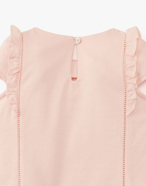 Girls' sugar-almond pink cotton T-shirt ALINDY 20 / 20VU1911N0ED310