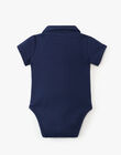 Boys' solid short-sleeved dual fabric bodysuit in navy blue ANJOU 20 / 20VV2311N29070