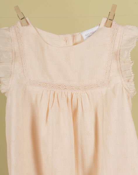 Girls' pink embroidered jumpsuit with flounces TETINE 19 / 19VU1935N26D300