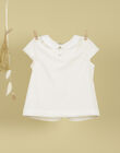 Girls' vanilla t-shirt with claudine collar and embroidery TELISEA 19 / 19VU1931N0C114