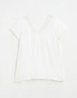 Ivory tee-shirt with lace finish in organic cotton ANTHEE IVOIRE-E / PTXW2615NAP005