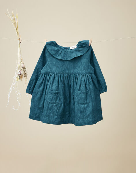 Girls' blue long-sleeve flared dress VALENSIA 19 / 19IU1922N18631