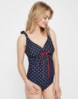 Blue maternity and nursing swimsuit with white polka dots MLRUSSEL SWIMSU / 19VW2682N40705