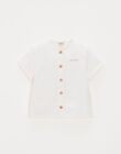 Ecru embroidered short-sleeved shirt JORIS 24-K / 24V129212NL9005
