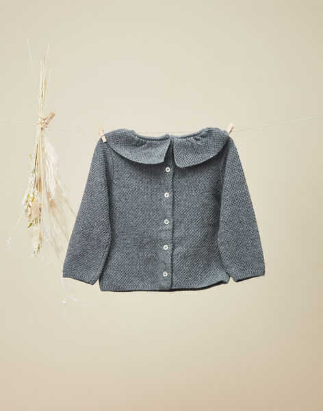 Girls' gray knit sweater with Peter Pan collar VINDIE 19 / 19IU1921N13309