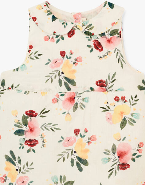 Girls' short floral print jumpsuit in vanilla ANGELIQUE 20 / 20VU1921N26114