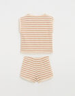 2-piece children's pyjamas in terry towelling, ecru stripes JOHN 24-K / 24VX9211N33005