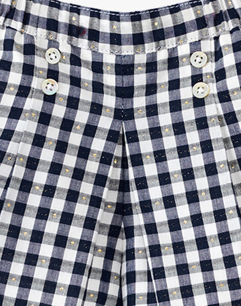 Girls' culotte-style French gingham shorts in white and midnight blue AUXANE 20 / 20VU1924N02713