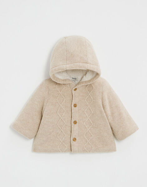 Beige merino wool hooded jacket IMANUEL BEIGE 2 / 23IV2457N17A013