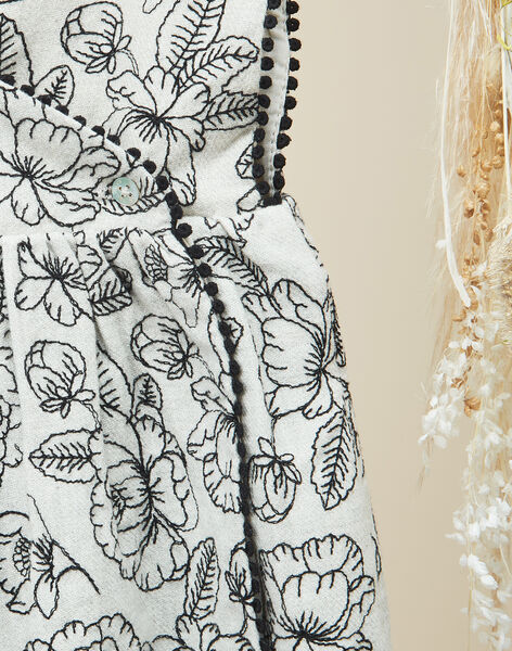 Girls' heather ecru short-sleeved floral twill dress VANNY 19 / 19IU1931N18006