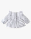 Girls' striped blouse with ruffles in vanilla AMANDA 20 / 20VV2212N09114