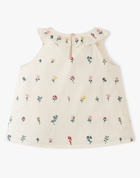 Girls' vanilla floral print sleeveless embroidered blouse ALIETTE 20 / 20VU1922N09114