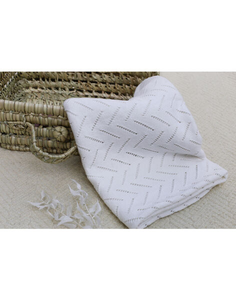 Unisex knit cashmere blanket, 80x80 cm, in vanilla ALICOU 20 / 20PV5911N81114