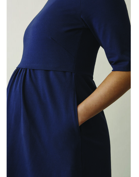 Boob organic cotton maternity & nursing dress in navy blue BOLINNEA / PTXW2611N18713