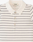 Boys' mixed-media short-sleeved T-shirt in vanilla with embossed stripes ADIBOU 20 / 20VU2022N29114