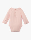 Girls' Pima cotton bodysuit with embroidered collar in candy pink ANELLY 20 / 20VV2212N29D310