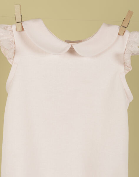 Girls' soft pink round-collared bodysuit with flounces TUILERIES 19 / 19VV2272N29307
