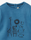 Boys' solid long-sleeved T-shirt in royal blue with jungle animals ANDERSON 20 / 20VU2013N0F201