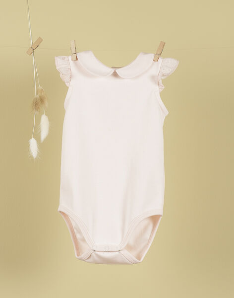 Girls' soft pink round-collared bodysuit with flounces TUILERIES 19 / 19VV2272N29307