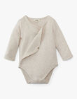 Unisex cotton Pima bodysuit in heathered beige ARIEL 20 / 20PV2416N2DA013