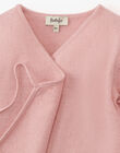 Girls' cotton cashmere wrap sweater in pink ABEILLE 20 / 20PV2211N2AD312
