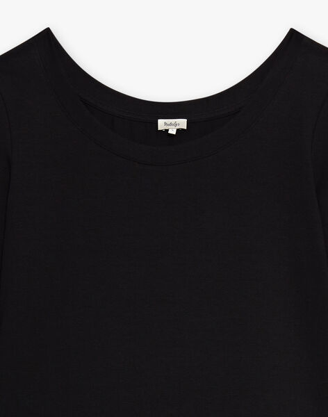 Black tee-shirt with organic cotton collar THALASSA-EL / PTXW2611NAO090