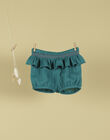 Girls' emerald green shorts with embroideries and ruffles TENOLA 19 / 19VU1935N02608