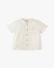 Boys' short-sleeved shirt in vanilla with embossed tone-on-tone stripes ALVARO 20 / 20VU2024N0A114