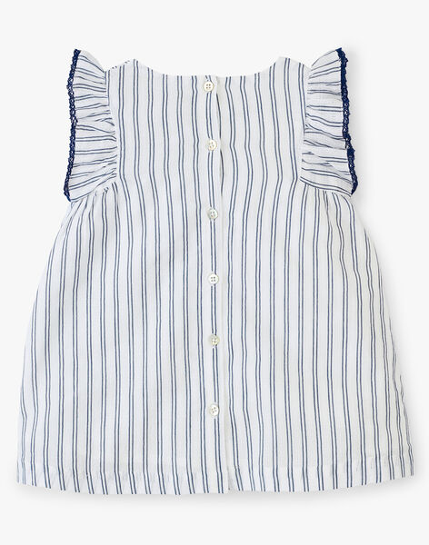 Girls' vanilla and navy blue striped sleeveless dress and bloomers ALANA 20 / 20VU1914N18114