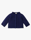 Girls' merino wool/cotton cardigan in navy ANDREA 20 / 20VU1914N11070