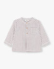 Boy's vanilla and burgundy striped cotton shirt CLOTAIRE 21 / 21VU2011N0A114