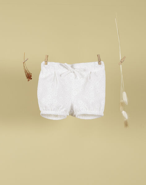 Girls' white embroidered shorts TEMELINE 19 / 19VU1933N02000
