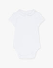 Girl's bodysuit with collar and short sleeves in white pima cotton ASTELLA-EL / PTXV2212N29000