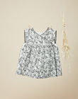 Girls' heather ecru short-sleeved floral twill dress VANNY 19 / 19IU1931N18006