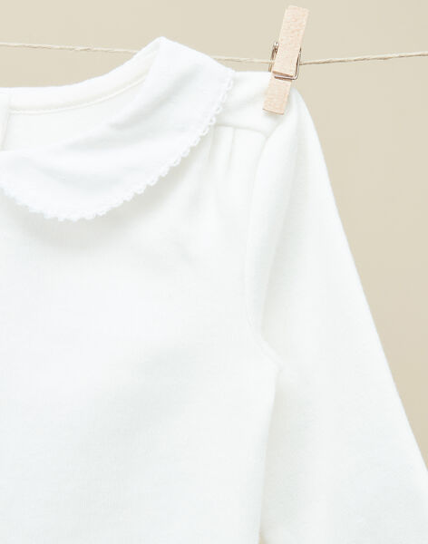 Girls' vanilla long-sleeve bodysuit with Peter Pan collar VINAILA 19 / 19IV2211N29114