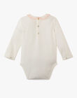 Girls' Pima cotton bodysuit with embroidered collar in vanilla ANELOUISE 20 / 20VU1912N29114