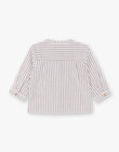 Boy's vanilla and burgundy striped cotton shirt CLOTAIRE 21 / 21VU2011N0A114