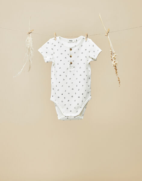 Baby boys' vanilla-beige print bodysuit VALLON 19 / 19IU2011N67114