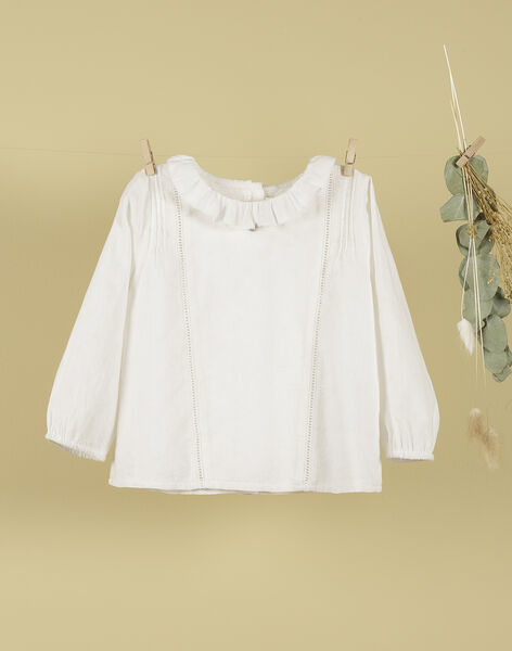 Girls' white flounced collared blouse TOSCANE 19 / 19VU1911N09000