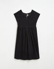 Black dress with English embroidery organic cotton ELISE-EL / PTXW2616NAS090