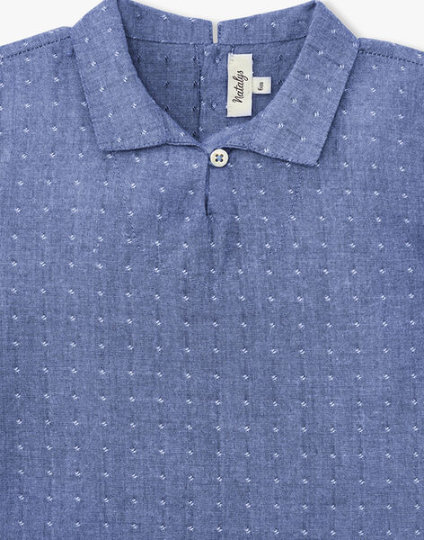Boys' short-sleeved jacquard chambray smock shirt ANAKIN 20 / 20VU2022N0AP267