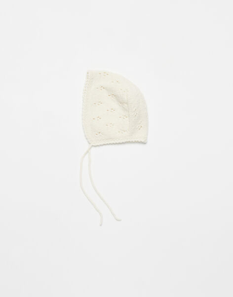 Unisex hand-knitted newborn bonnet in vanilla VELADIANE-EL / PTXV6811N49114