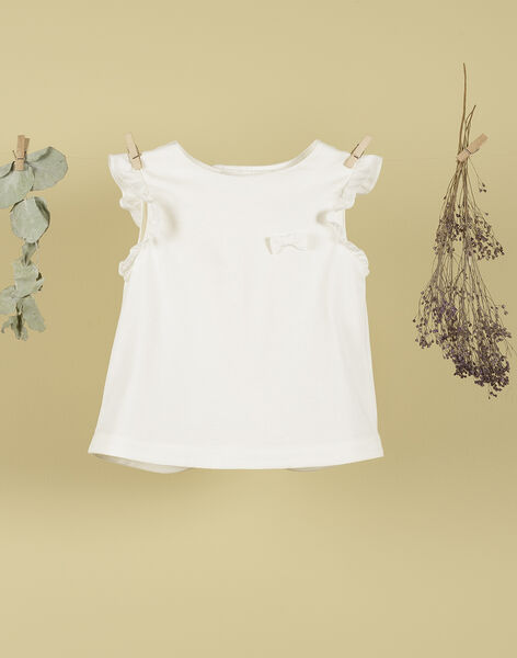 Girls' vanilla sleeveless t-shirt with ruffles TONIA 19 / 19VU1911N0E114