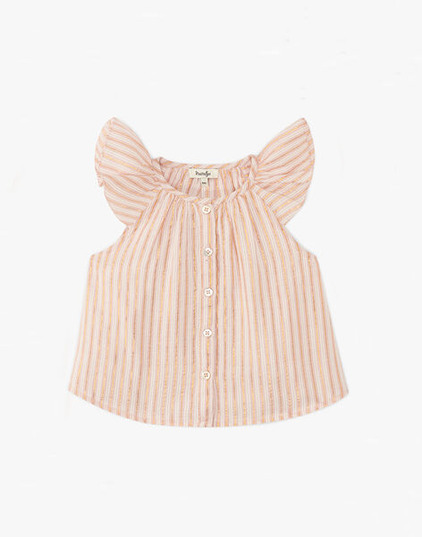 Girls' short-sleeved blouse with copper Lurex stripes ANALA 20 / 20VU1926N09307