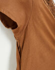 Camel t-shirt with lace finish in organic cotton ANTHEE CAMEL-EL / PTXW2614NAP804