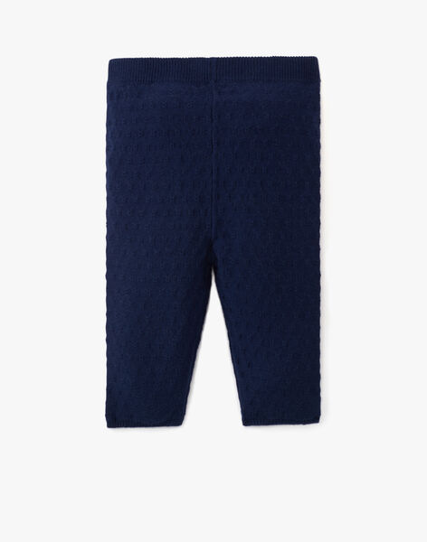 Girls' cotton cashmere knit leggings in navy ANELMA-EL / PTXU1911N3A070
